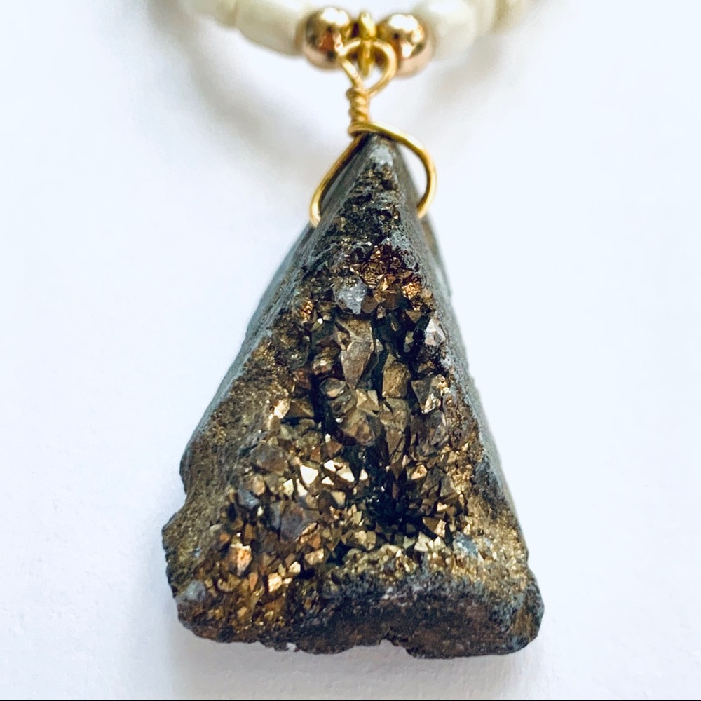 STIX+STONZ “Fools Gold” Geode Necklace - Handmade - Picture 3 of 8